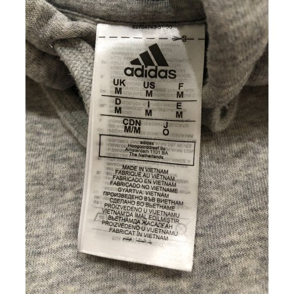Adidas Mens Medium Gray 3 Striped Hoodie Sweatshirt Pullover - Picture 3 of 5
